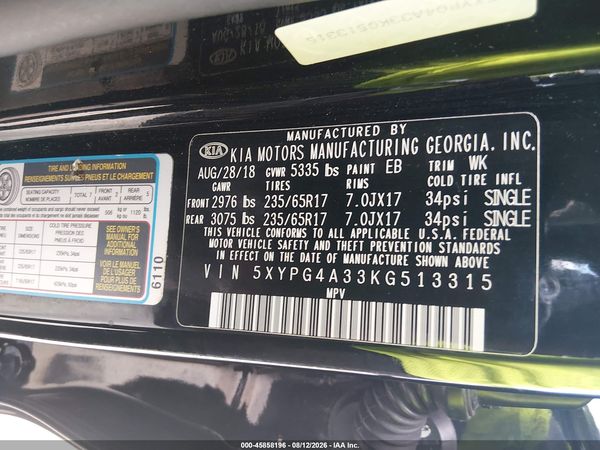 2019 KIA SORENTO 2.4L LX