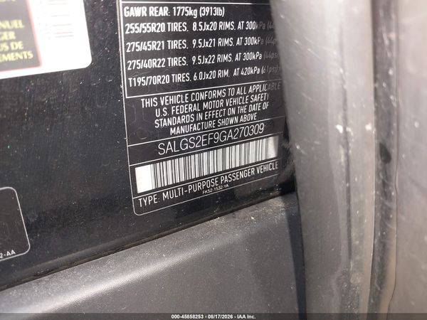 2016 LAND ROVER RANGE ROVER 5.0L V8 SUPERCHARGED