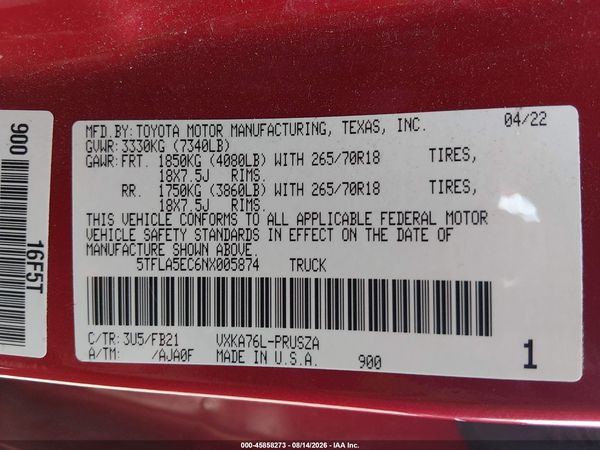 2022 TOYOTA TUNDRA SR5