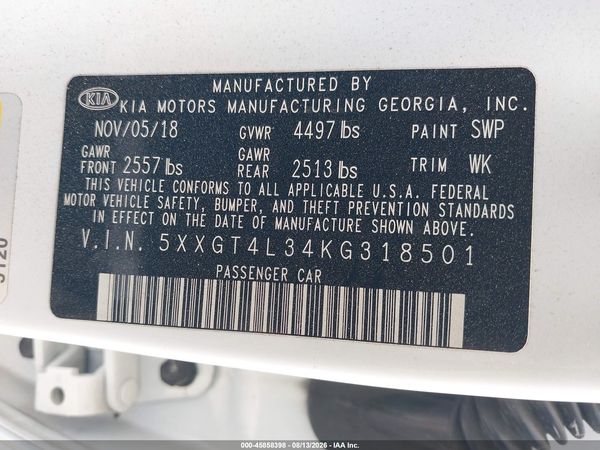 2019 KIA OPTIMA LX
