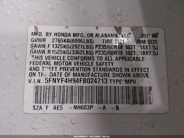2015 HONDA PILOT TOURING