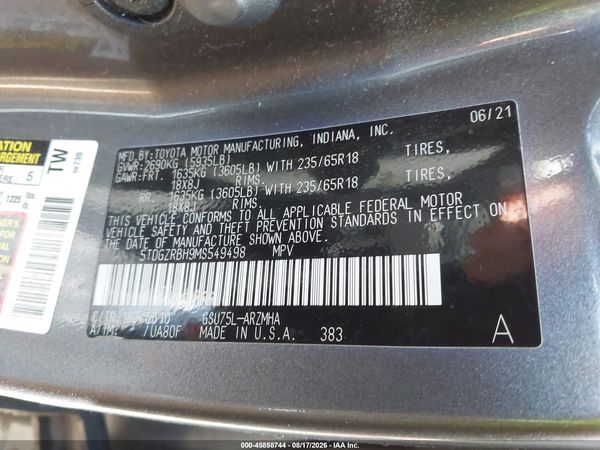 2021 TOYOTA HIGHLANDER XLE