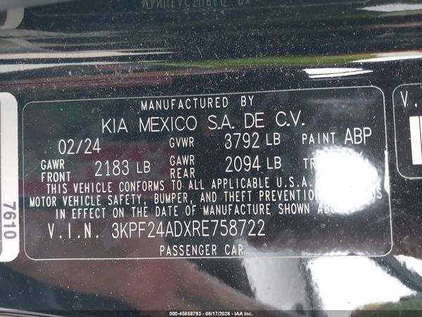 2024 KIA FORTE LXS