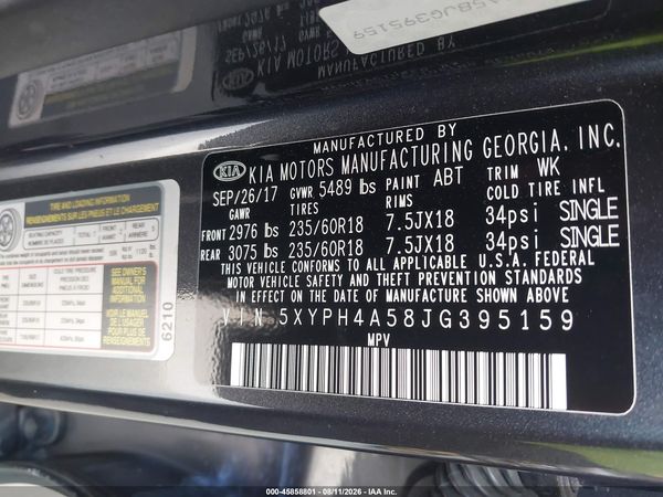 2018 KIA SORENTO 3.3L EX