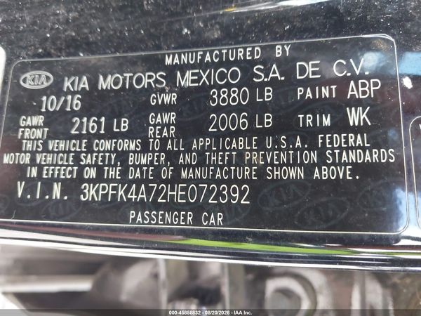2017 KIA FORTE LX