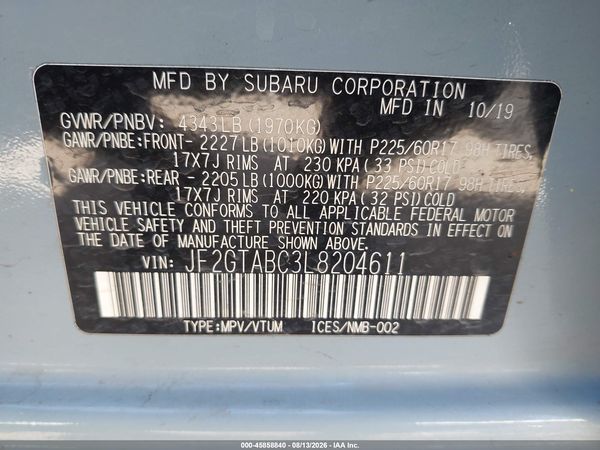 2020 SUBARU CROSSTREK Base+ES — I9