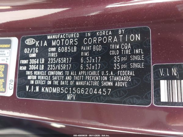 2016 KIA SEDONA LX