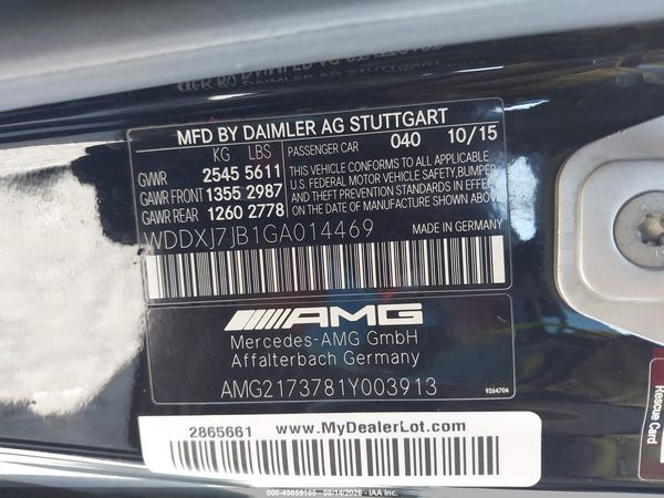 2016 MERCEDES-BENZ AMG S 63 4MATIC