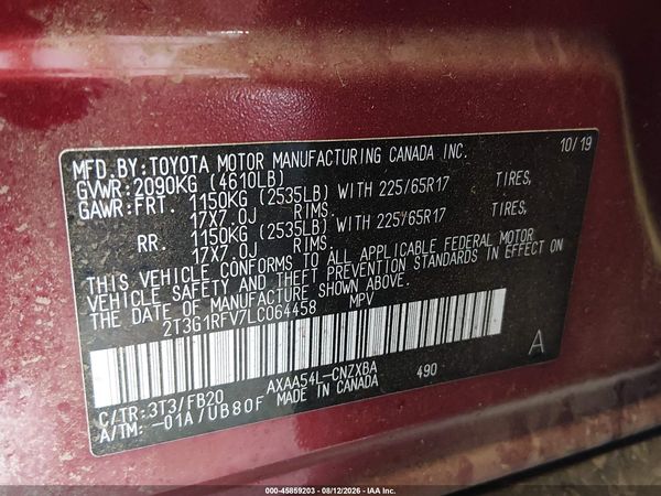 2020 TOYOTA RAV4 LE