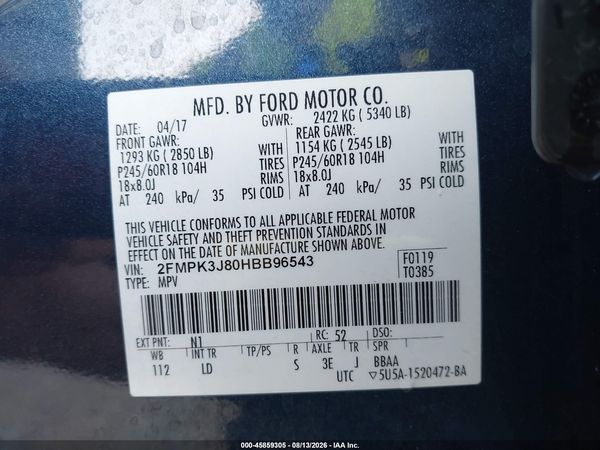 2017 FORD EDGE SEL — I9