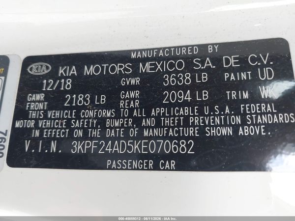 2019 KIA FORTE FE