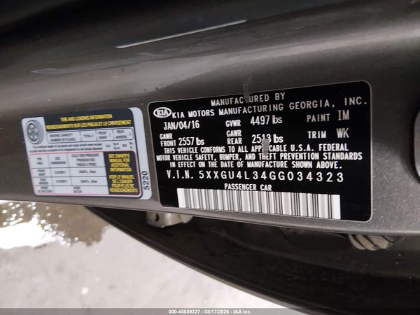 2016 KIA OPTIMA EX