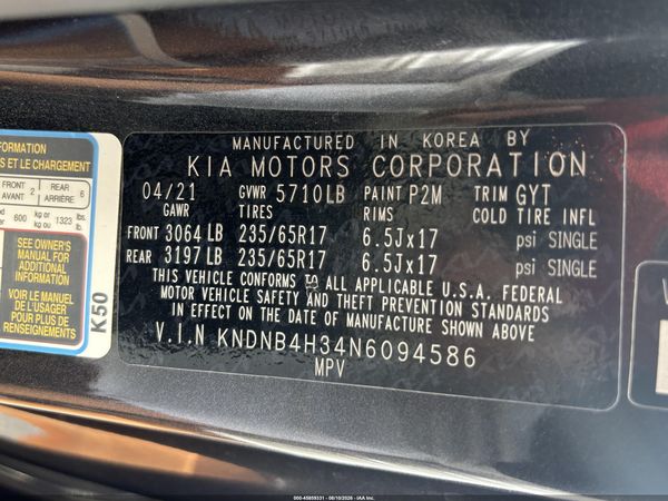 2022 KIA CARNIVAL MPV LX SEAT PACKAGE