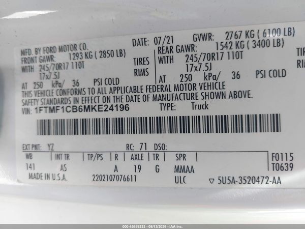2021 FORD F-150 XL