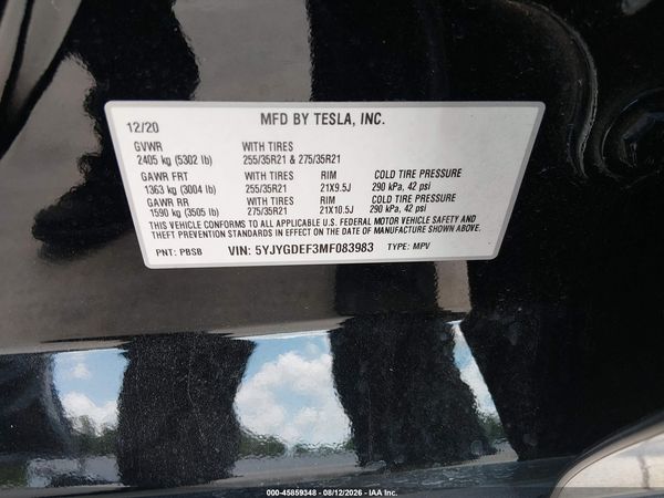 2021 TESLA MODEL Y — I9