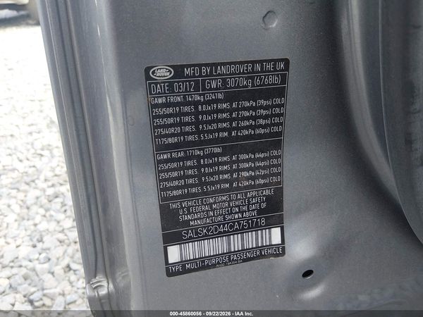 2012 LAND ROVER RANGE ROVER SPORT HSE — I9