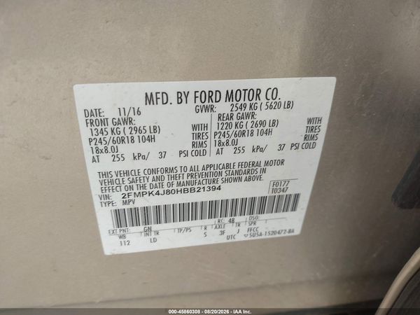 2017 FORD EDGE SEL — I9