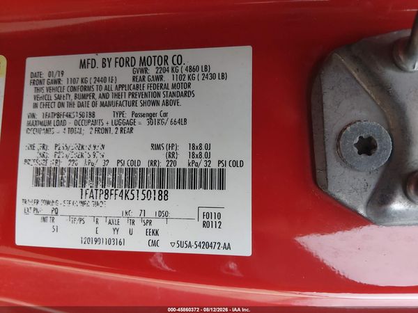 2019 FORD MUSTANG GT PREMIUM