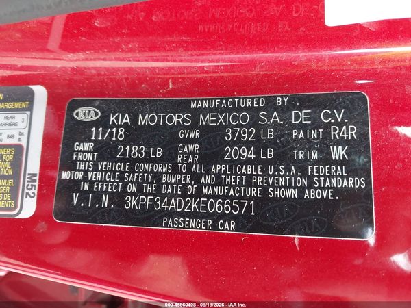 2019 KIA FORTE S