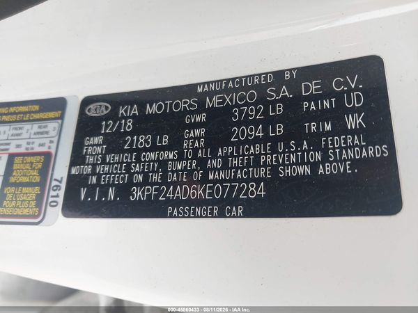 2019 KIA FORTE LXS