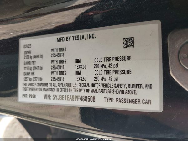 2023 TESLA MODEL 3 REAR-WHEEL DRIVE