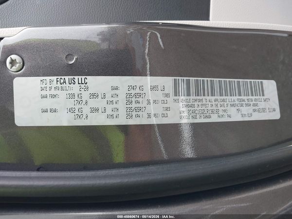 2020 CHRYSLER PACIFICA TOURING L PLUS