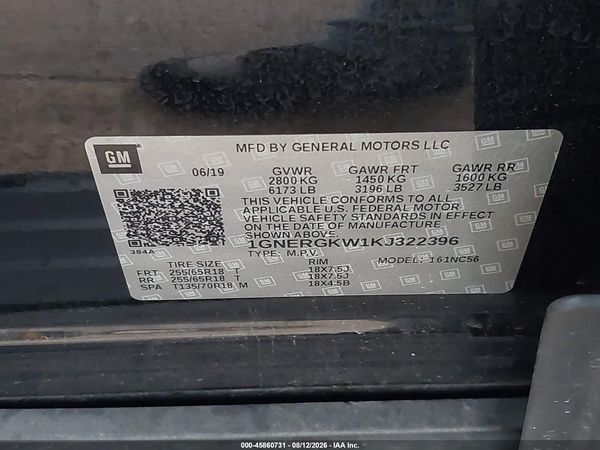 2019 CHEVROLET TRAVERSE 1LT — I9