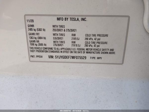 2021 TESLA MODEL Y