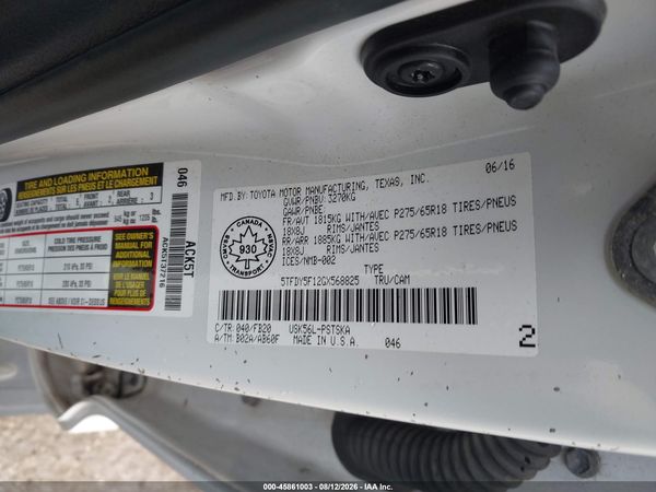 2016 TOYOTA TUNDRA SR5 5.7L V8