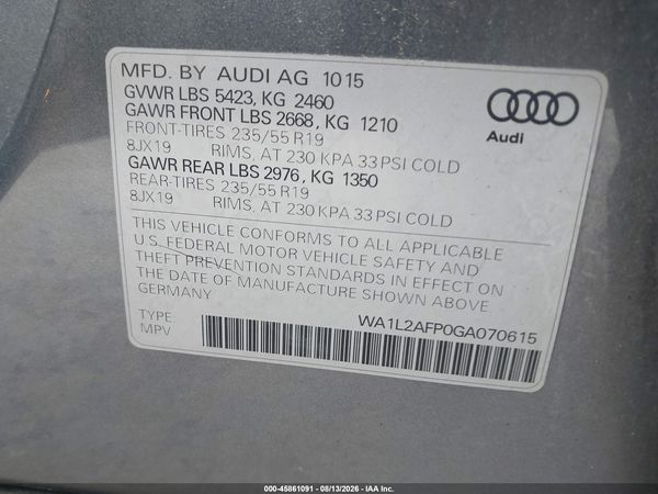2016 AUDI Q5 2.0T PREMIUM
