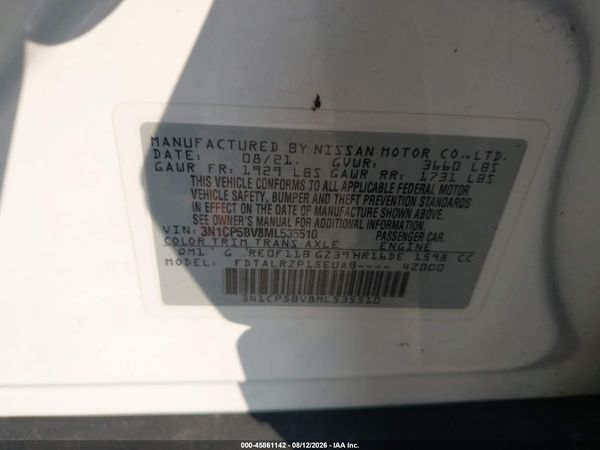 2021 NISSAN KICKS S XTRONIC CVT