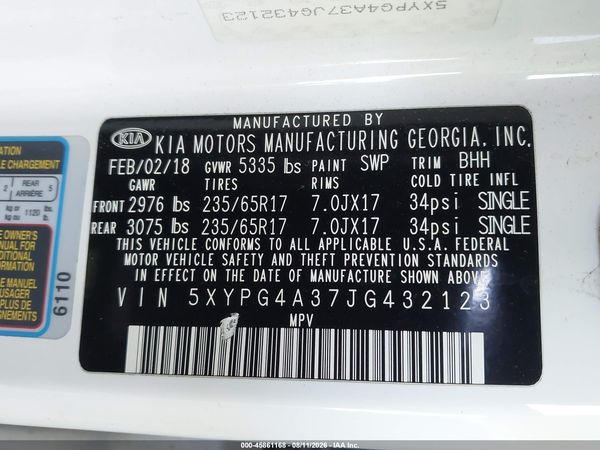 2018 KIA SORENTO 2.4L LX