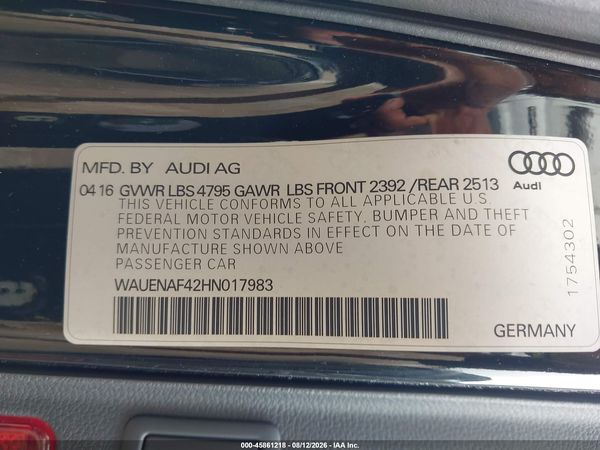 2017 AUDI A4 PREMIUM PLUS