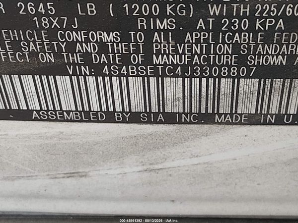 2018 SUBARU OUTBACK 3.6R TOURING — I9