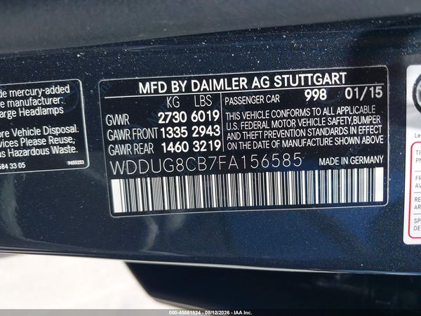 2015 MERCEDES-BENZ S 550 S550