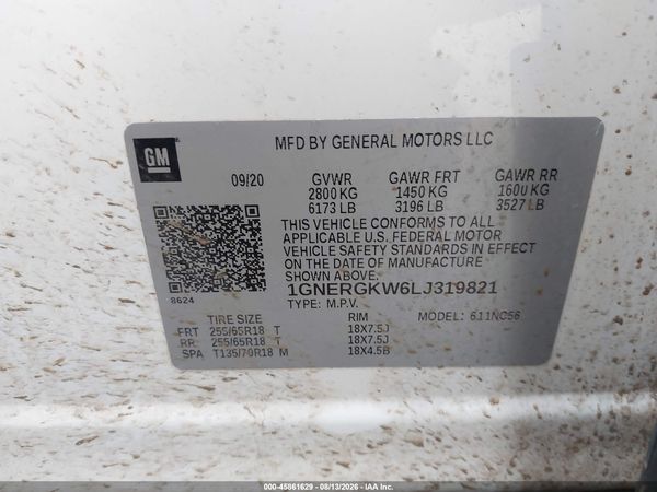 2020 CHEVROLET TRAVERSE FWD LT CLOTH — I9