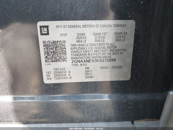 2019 CHEVROLET EQUINOX PREMIER — I9