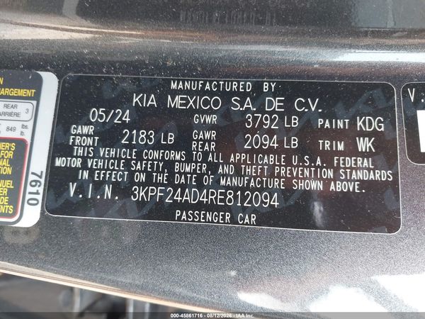 2024 KIA FORTE LXS
