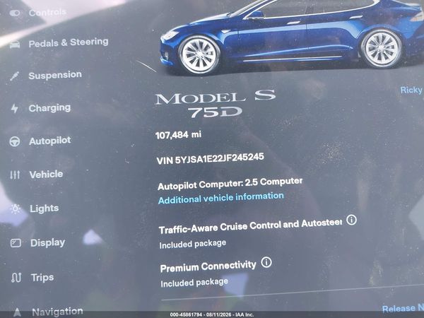 2018 TESLA MODEL S 100D/75D/P100D