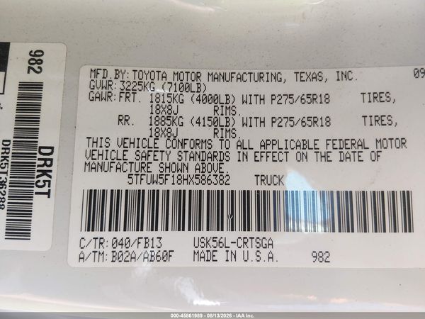 2017 TOYOTA TUNDRA SR5 5.7L V8