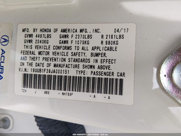 2018 ACURA TLX Standard
