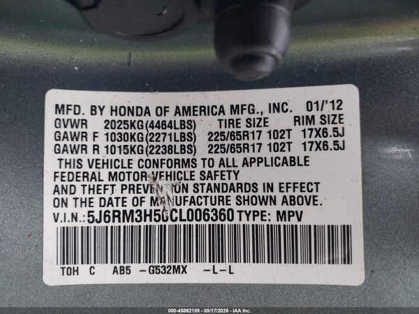 2012 HONDA CR-V EX