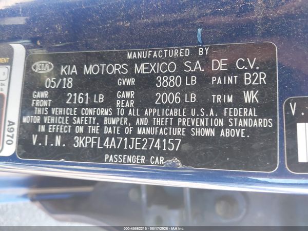 2018 KIA FORTE LX
