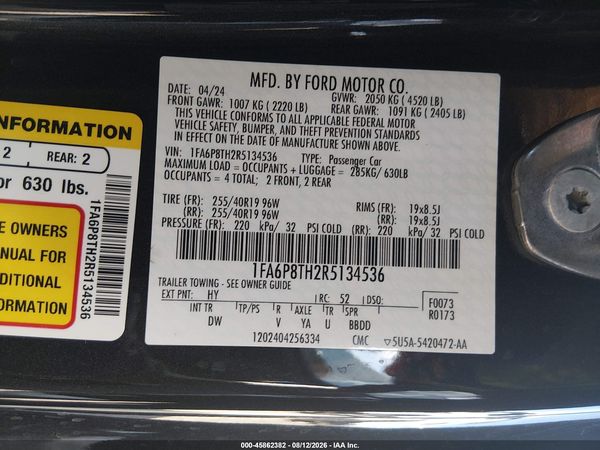 2024 FORD MUSTANG ECOBOOST FASTBACK