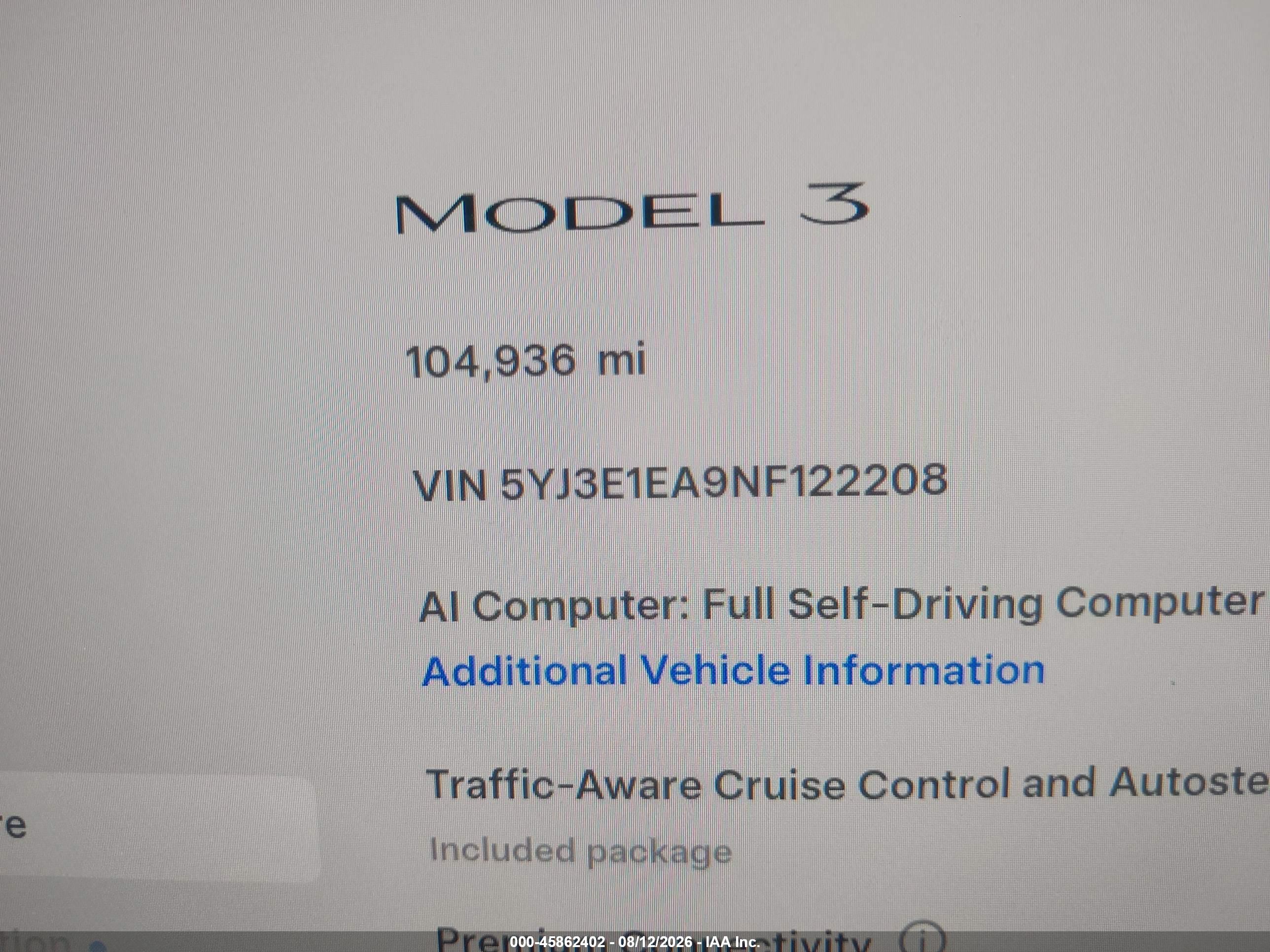 2022 TESLA MODEL 3 REAR-WHEEL DRIVE