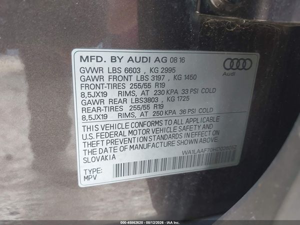 2017 AUDI Q7 3.0T PREMIUM
