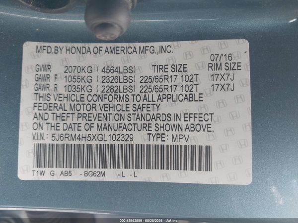 2016 HONDA CR-V EX — I9