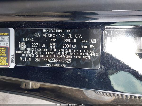 2024 KIA FORTE GT MANUAL