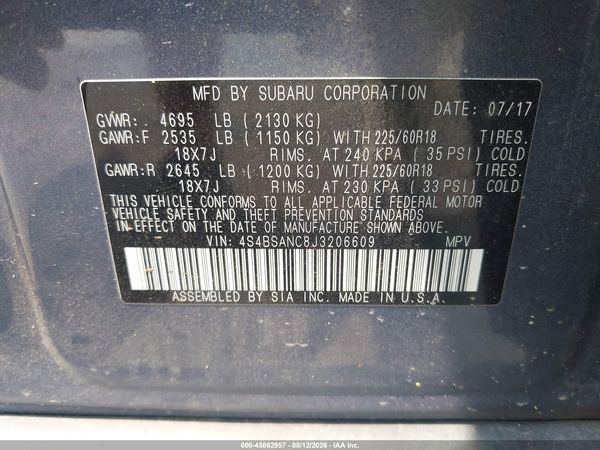 2018 SUBARU OUTBACK 2.5I LIMITED