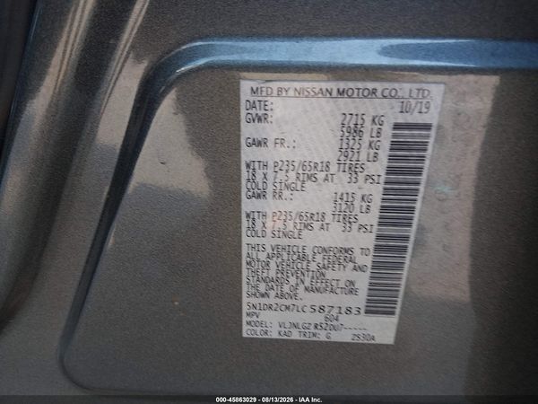 2020 NISSAN PATHFINDER SL 4WD — I9